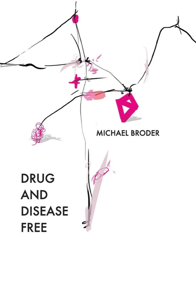 Cover features a stick figure stretching into barbed wire with pink trinkets within it.